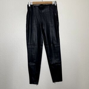 Zara Pants Size Small Faux Leather Black Moto Tapered Tight Biker Elastic Waist